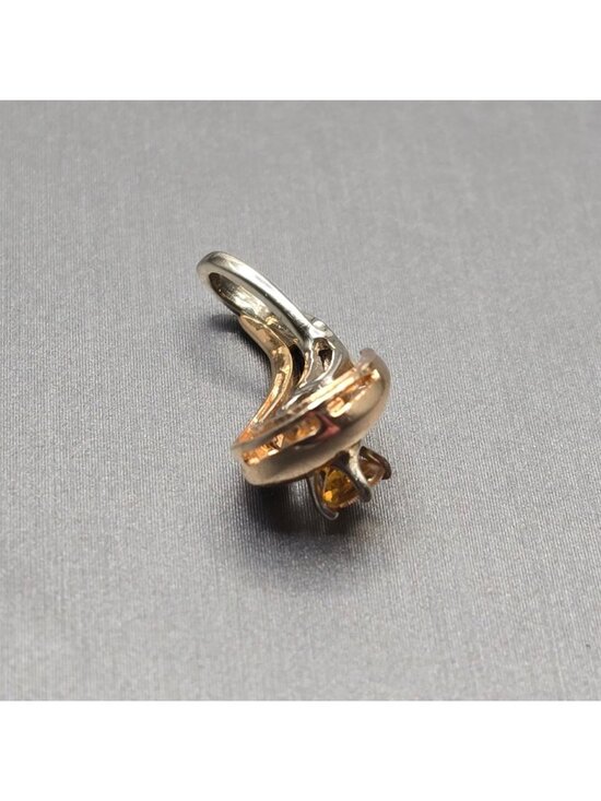 14k Yellow Gold Citrine Pendant Sculptural Ribbon Statement Charm Signed KK - Picture 4 of 14